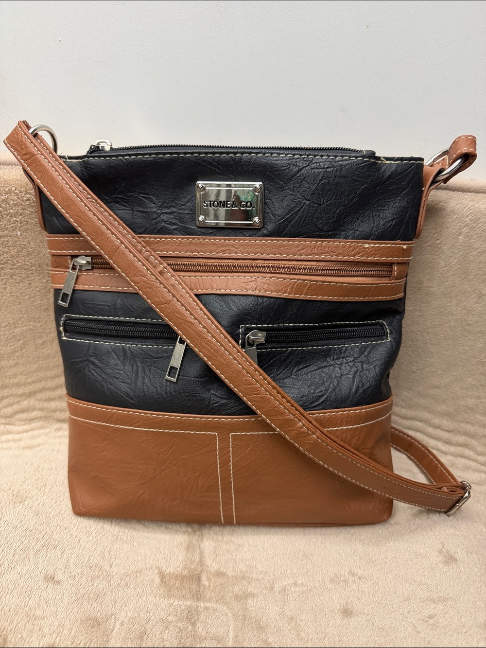 Stone & Co. Two-Tone Black and Brown Crossbody Bag
